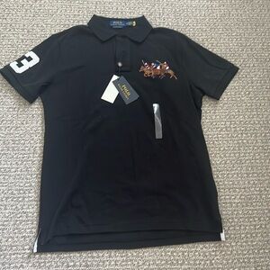 New Polo Ralph Lauren Custom Slim Fit Black Shirt Top Men Large Logo 3